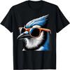 Cool Blue Jay Bird Wearing Sunglasses Graphic Art T-Shirt