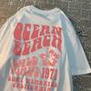 Ocean Beach Wild Wave 1971 Surf Memories California Men Tops Oversized Tee Clothing Summer Cotton Loose Tshirts Casual T Shirt