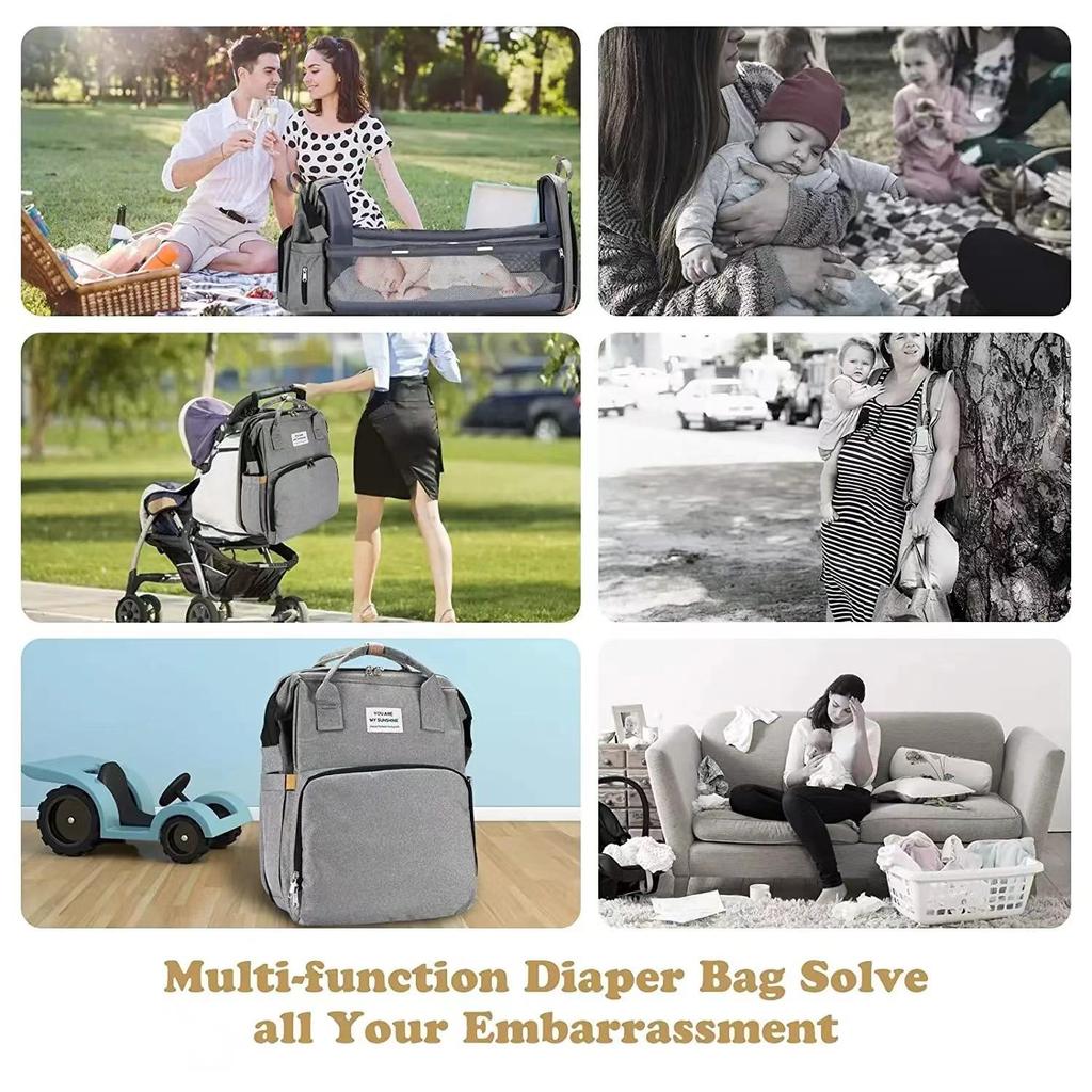 Multifunktionales Tragbares Babybett & Mama-Tasche: Leichter Faltbarer Moskitonetz-Rucksack