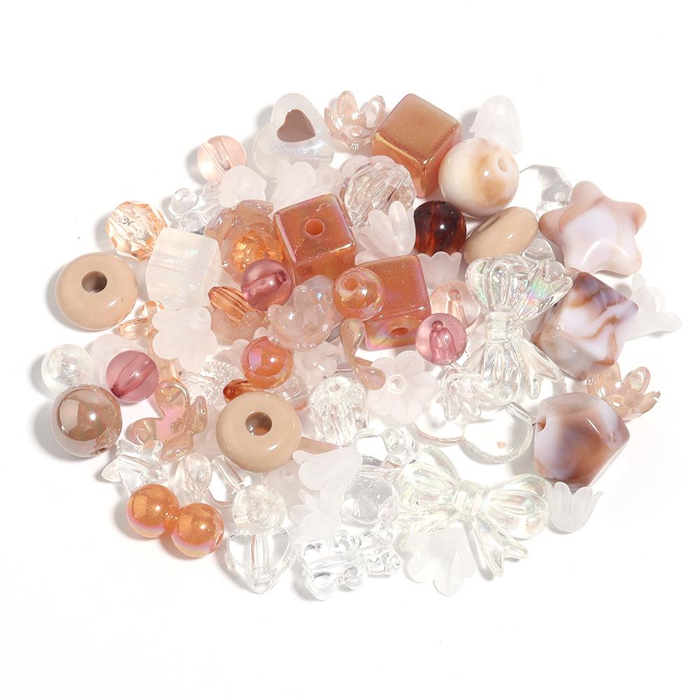 

50g/Lot andom Mix Acrylic Beads Heart Star Bear Bowknot Spacer Beads For Jewelry Making Diy Accessories Handmade Bracele коричневый