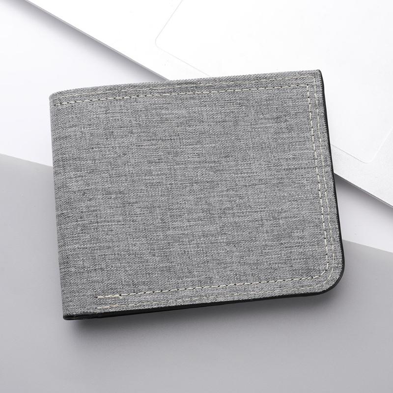 Minimalist Solid Color Coin Bag Ultra-Thin Card Holder Short Canvas Wallet Men Folding Small Wallet Birthday Gifts