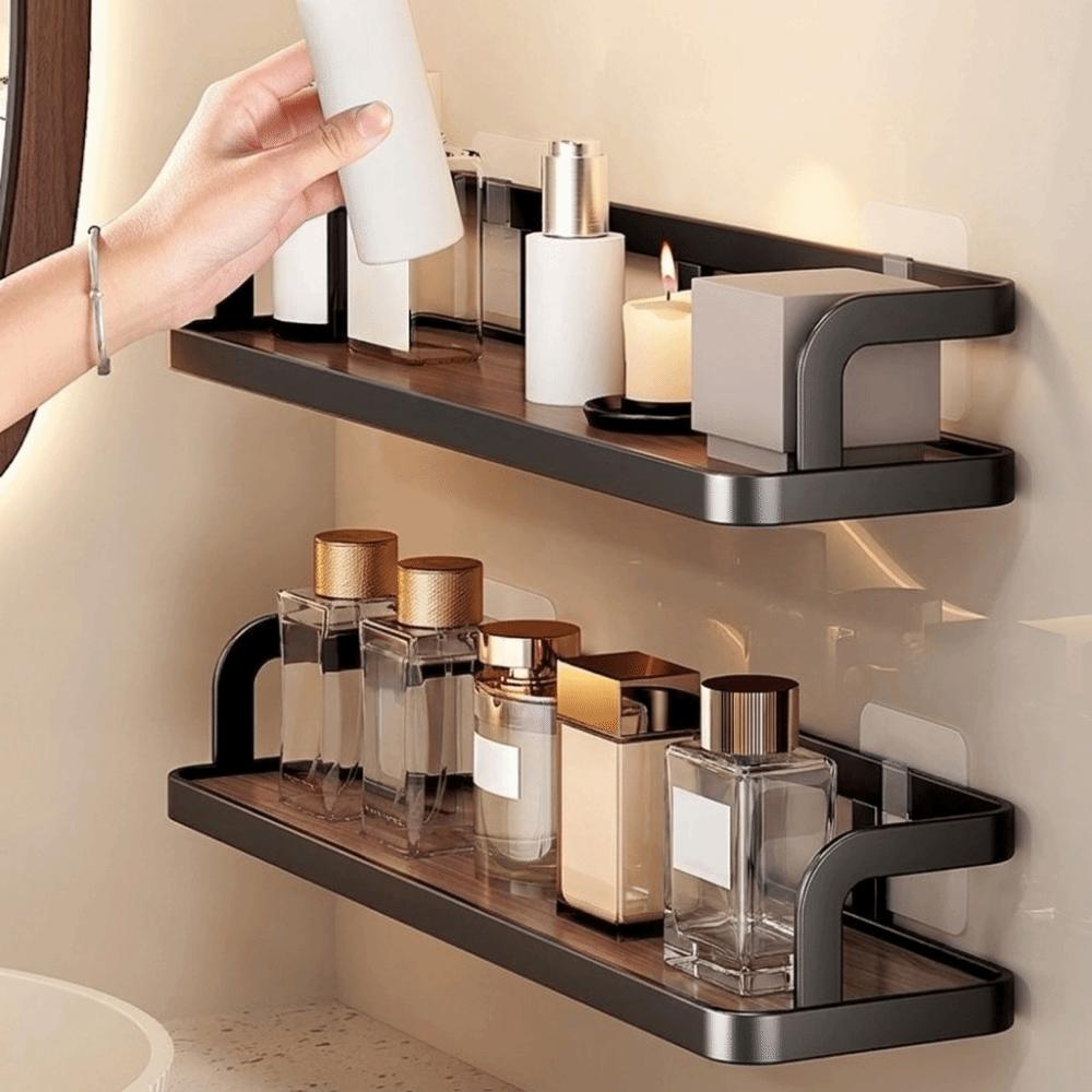 No Drill Cosmetic Storage Rack Carbon Steel Bathroom Shelves Makeup Organizer for Kitchen