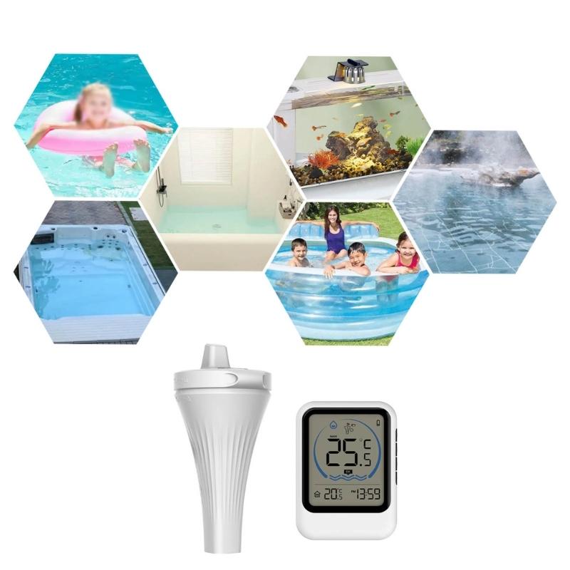 Múltiplos Sensores Monitor de Temperatura da Água Sondas Flutuantes Display Digital Registro Alto Baixo para Piscinas Banheiras de Hidromassagem e Aquários