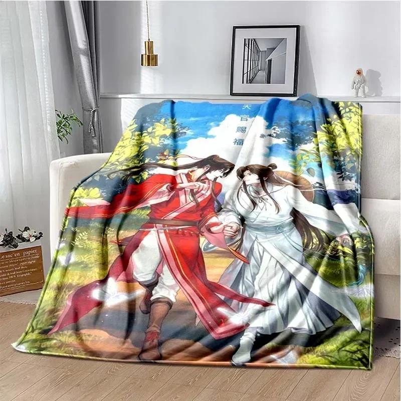 Tian Guan Ci Fu Anime Flannel Soft Blanket Heaven Official's Blessing Plush Warm Blanket Bedroom Sofa Blankets for Beds Gift