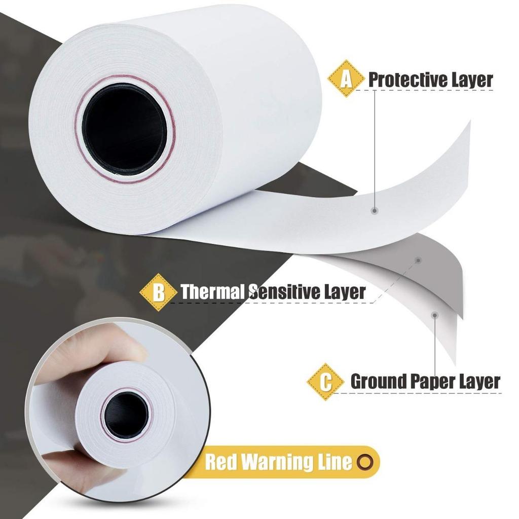 2 1/4 X 50ft Thermal Paper, BPA Free Receipt Paper, Fits 57mm Mini Thermal POS Printer & Square Terminal Credit Card Machines