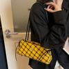 Retro Striped Plaid Shoulder Bags Simple Style Long Strap Underarm Bag Zipper Bow Handbags  Women