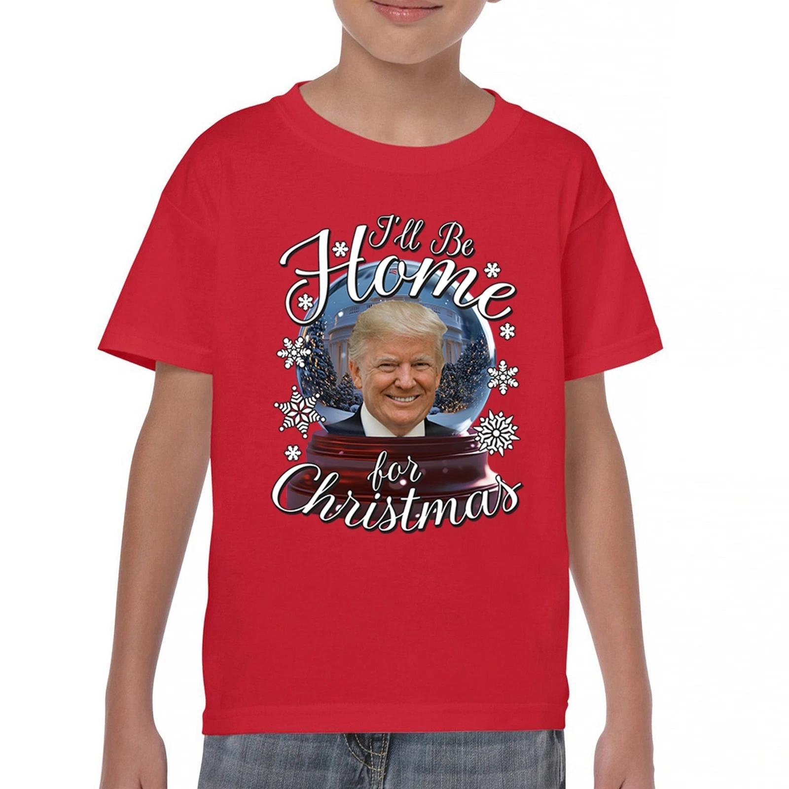 I ll Be Home For Christmas Youth kids boys T-Shirt MAGA Donald J Trump 47 President Kids 140