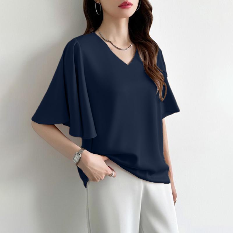 ZANZEA Women Summer V-Neck Flare Half Sleeve Loose Casual Blouse