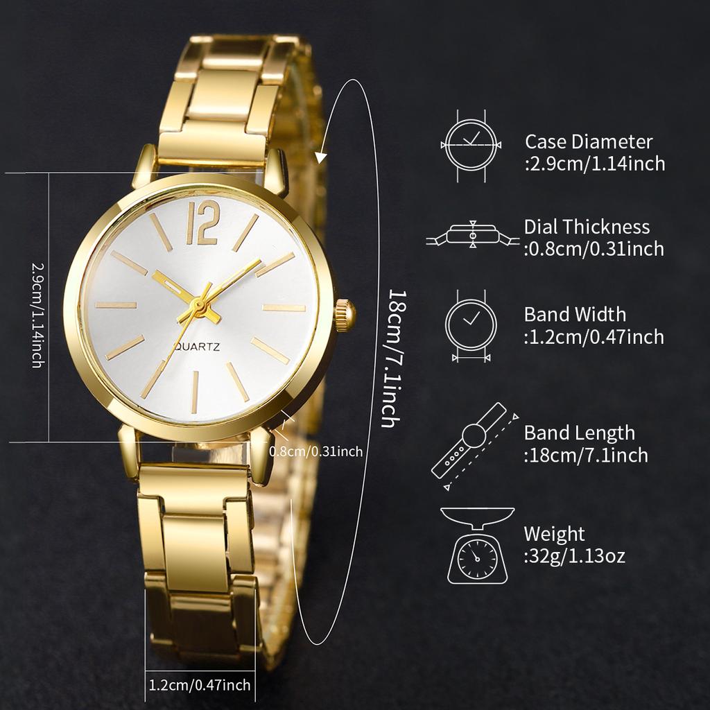 2PCs Women's Elegant Watch Set Small and Shiny Exquisite Bracelet Paired with Simple Casual Quartz Strip Watch, Girl's Best Gift