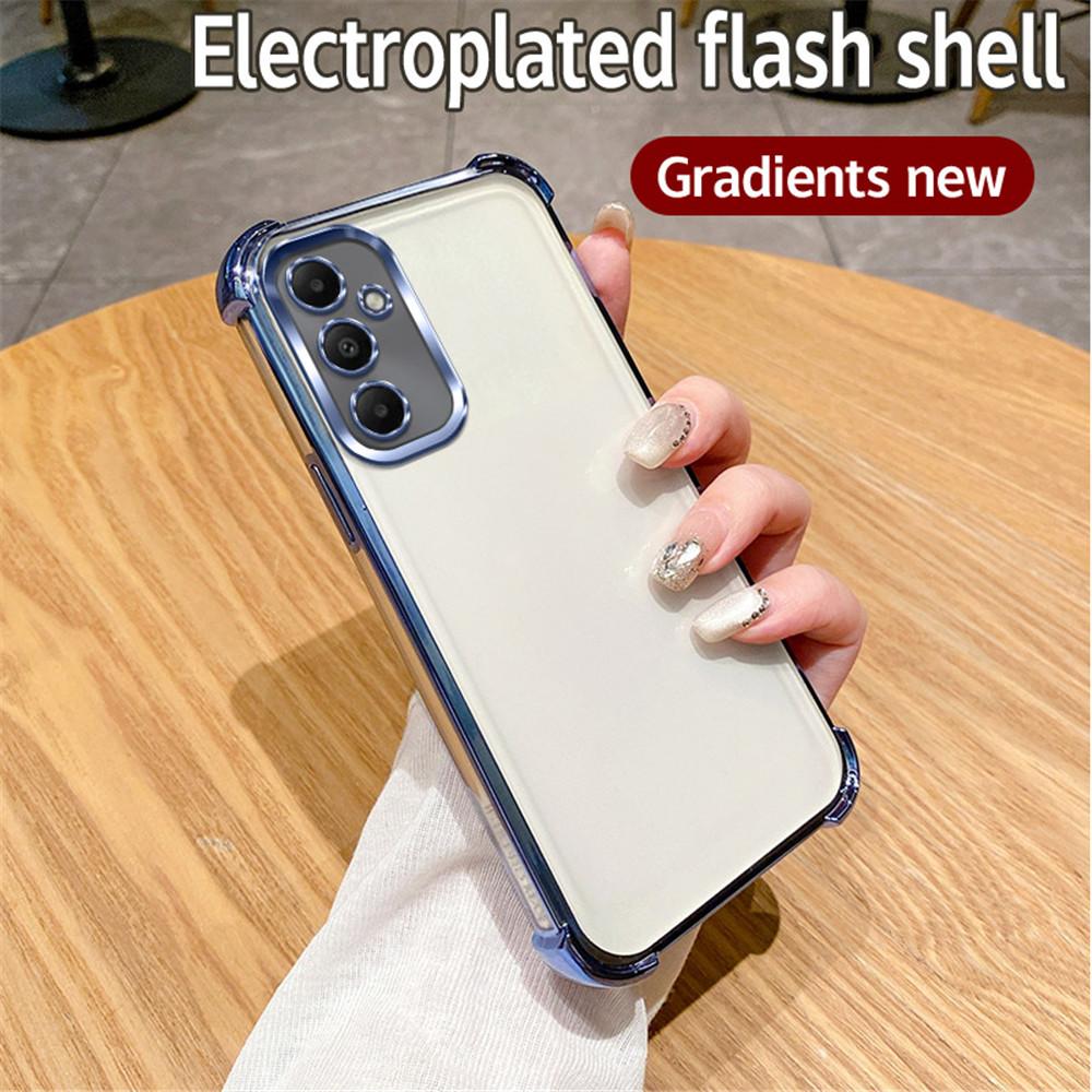 Gradient Glitter Plating Clear Phone Case For Samsung Galaxy A05 A05S A02 A03 A04 A04E A03 Core Shockproof Bumper Silicone Cover