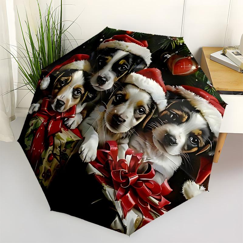

1pc Christmas puppies Automatic Umbrella Portable Home Essential Umbrella, Iron Umbrella Structure Suitable for All Seasons yy251123163