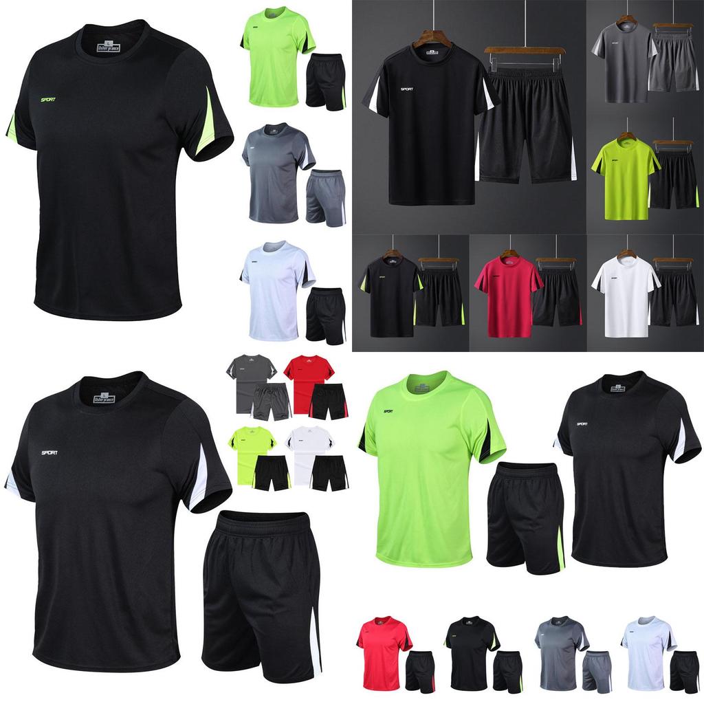 Breathable Men Quick Dry Tshirt And Shorts Set For Gym And Running Sportswear