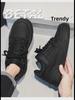 Black Warrior Men's 2024 Casual Kitchen Work Shoes: Thick Sole, Autumn/Winter Bread Chef Sneakers
