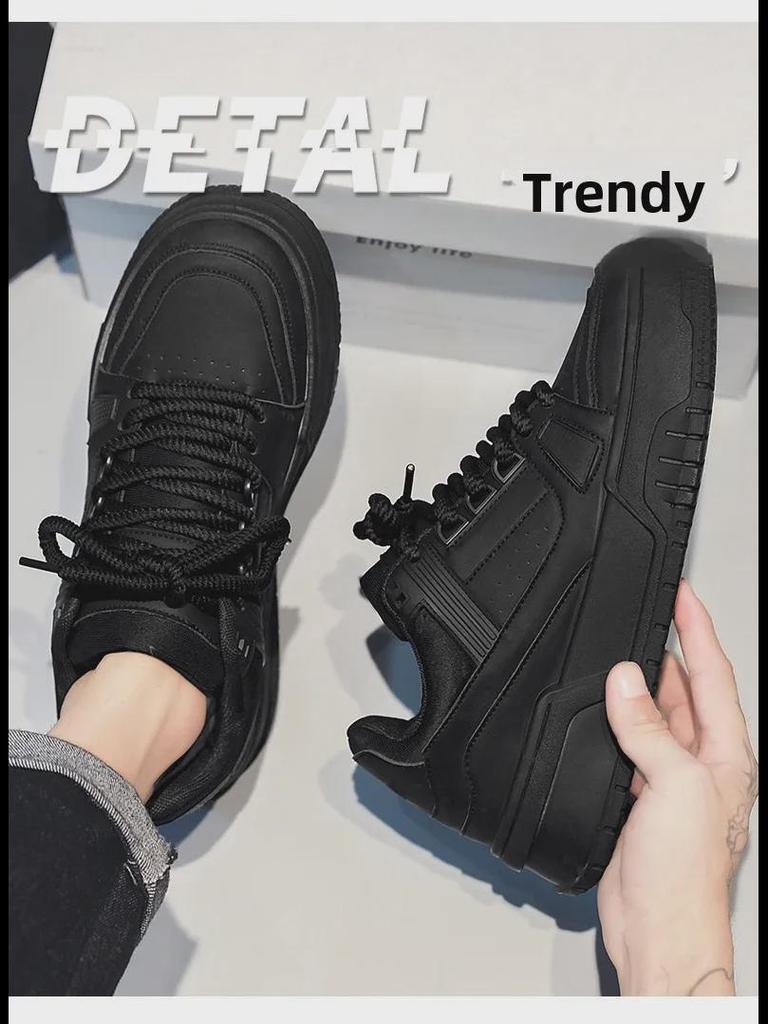 Black Warrior Men's 2024 Casual Kitchen Work Shoes: Thick Sole, Autumn/Winter Bread Chef Sneakers