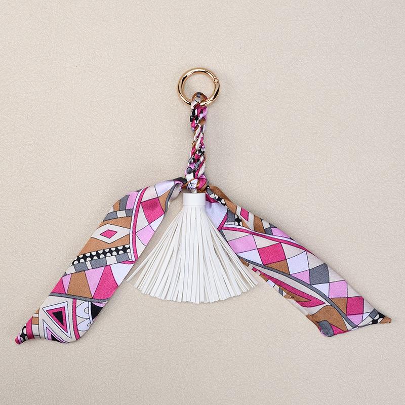 Korean Luxury Leather Bow & Tassel Charm Keychain