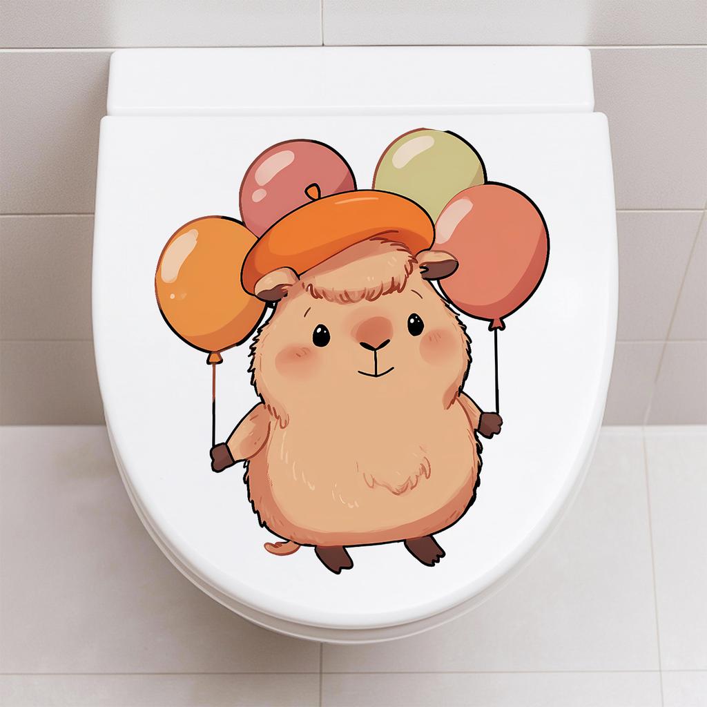 Cute Cartoon Guinea Pig Toilet Sticker Self-Adhesive Removable for Bathroom Home Decor
