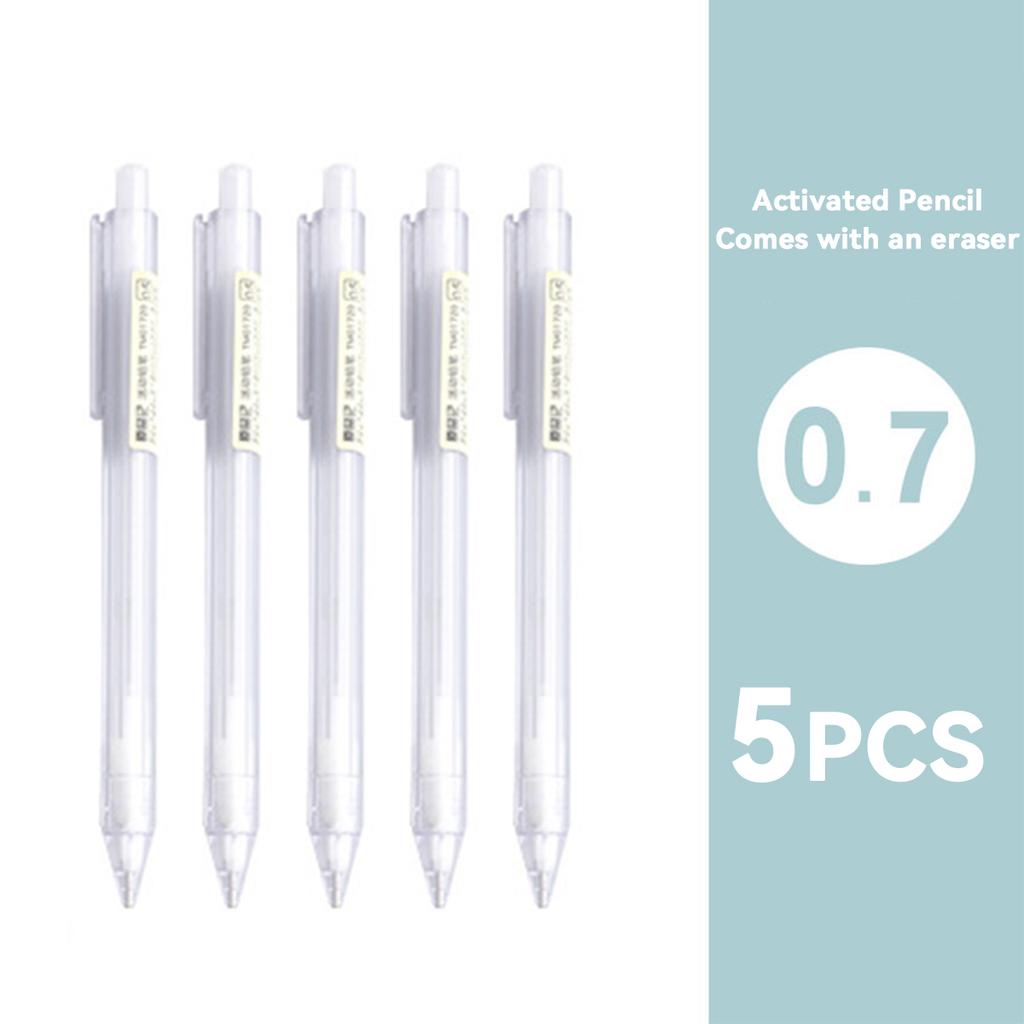 5pcs Mechanical Automatic Pencil 0.5mm/0.7mm Automatic Pencil with Eraser School Student Sketch Writing Stationery Supplies