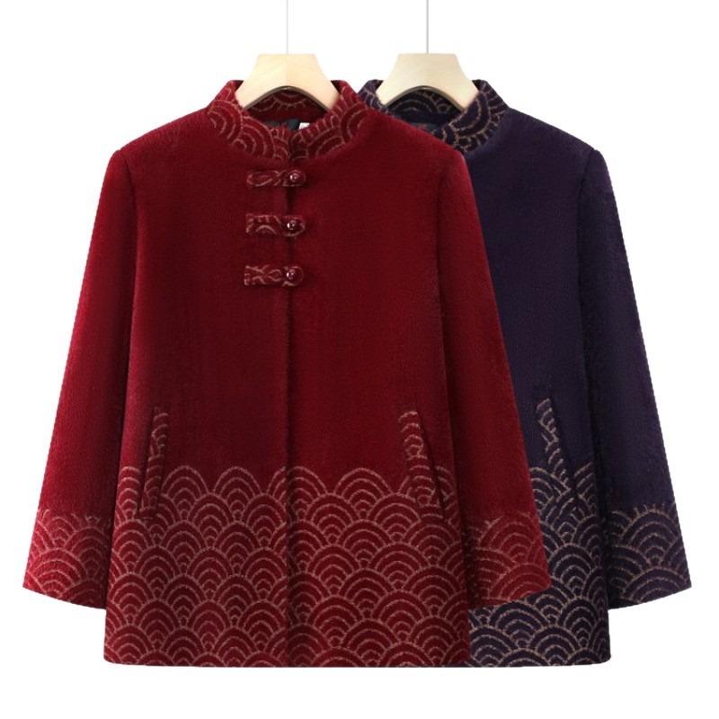 Old man winter clothing female grandma clothing jacket velvet thickened year old 0 fashion mother clothing 0 old lady clothing female