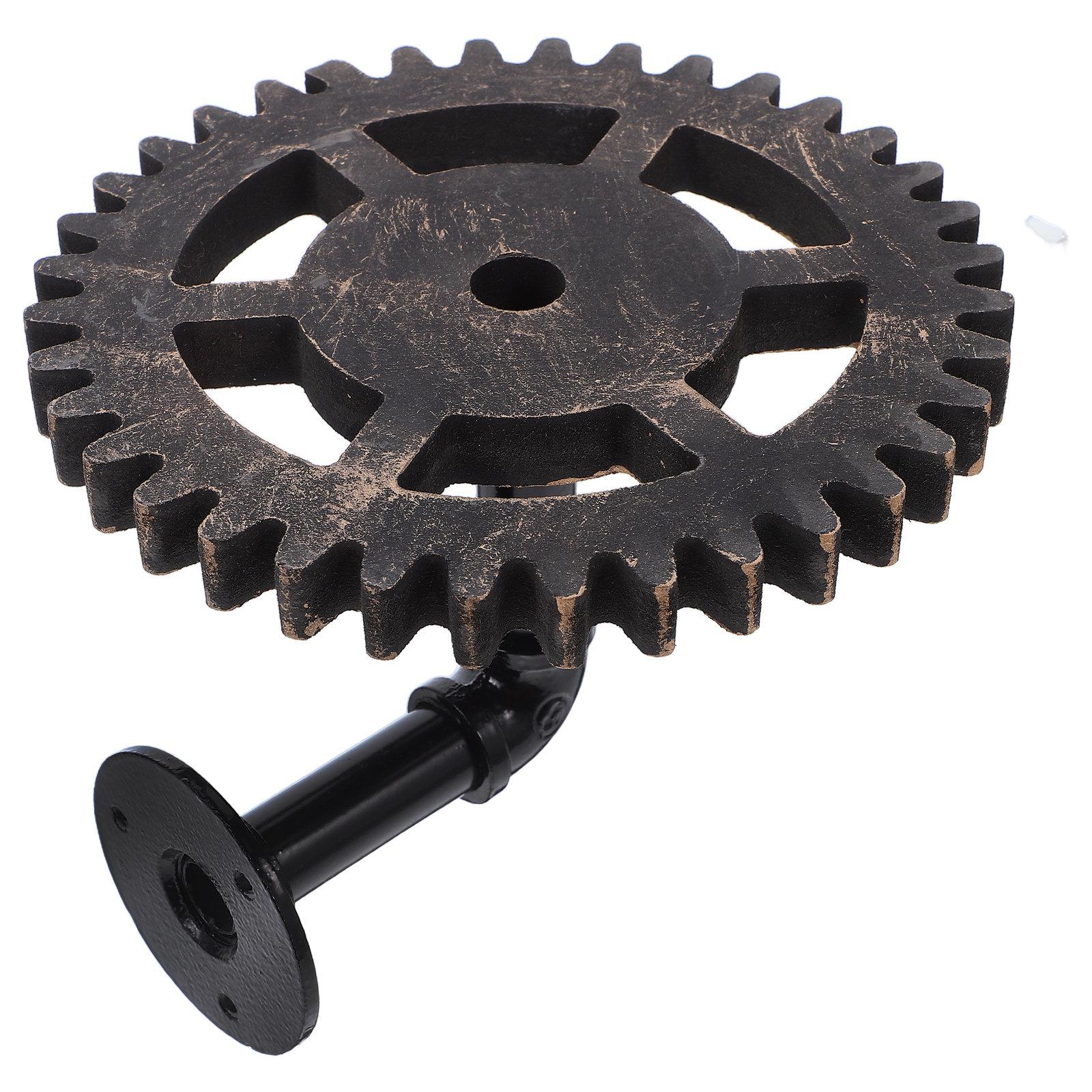 

Vintage Industrial Pipe Wall Shelf Steampunk Gear Design Iron Pipe Storage Organizer Rack Rustic Floating Shelves for Living other
