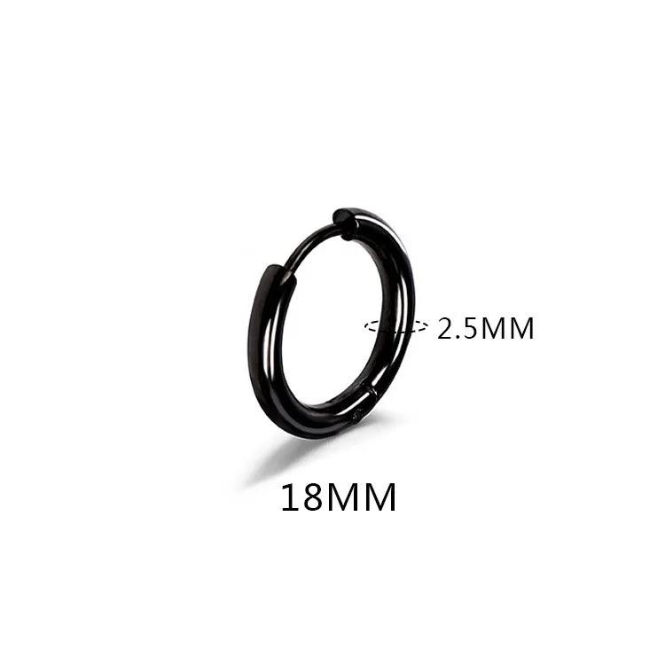 LATS 2024 New Simple Stainless Steel Small Hoop Earrings for Women Men 8mm To 20mm Round Cartilage Ear Piercing Fashion Jewelry