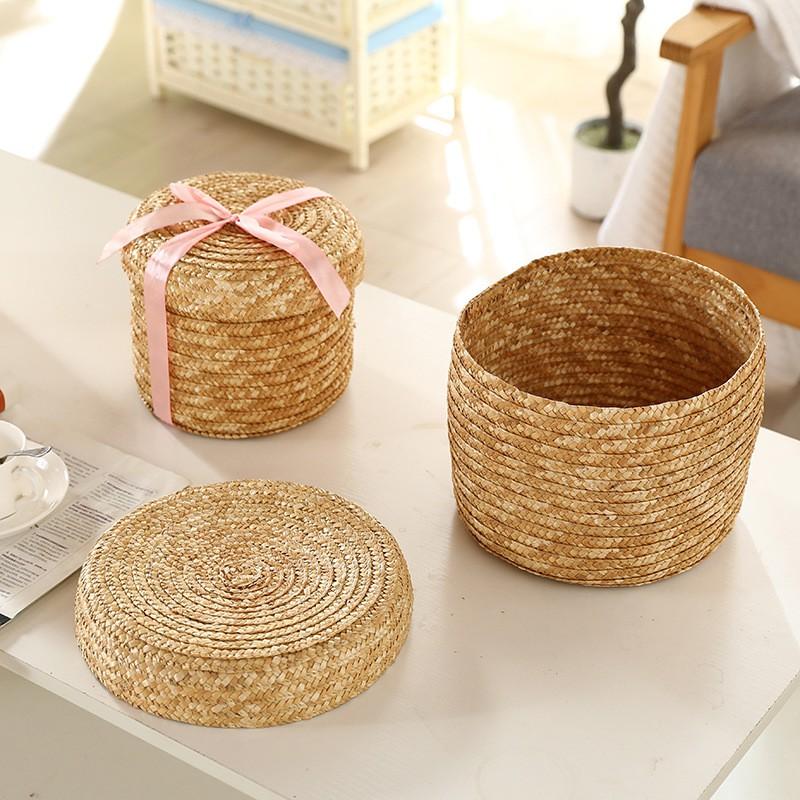 Woven Wheat Straw Storage Basket Set Wedding Favors Baby Shower Home Organization
