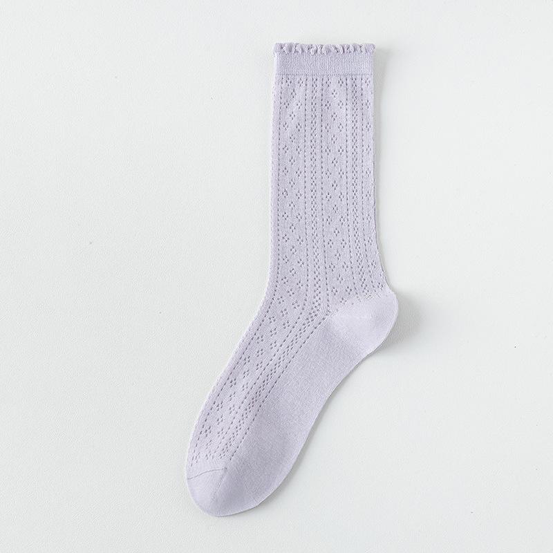 Female Summer Thin Breathable Mesh Boneless Loose Mouth In The Tube Stack Socks