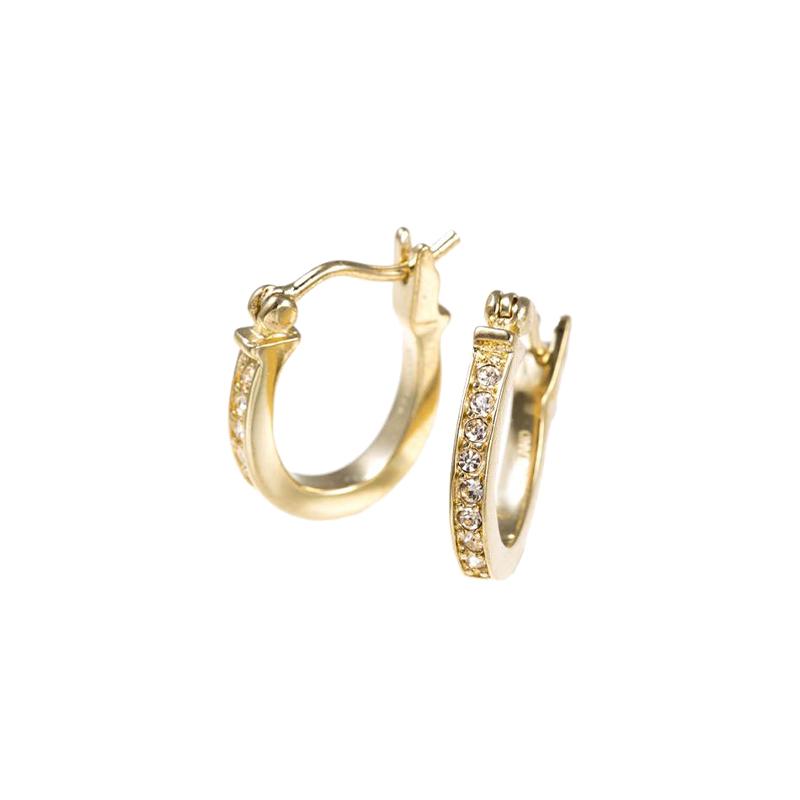 COACH Letter Engraving Pave Gold Plated Copper Earrings Women s Gold