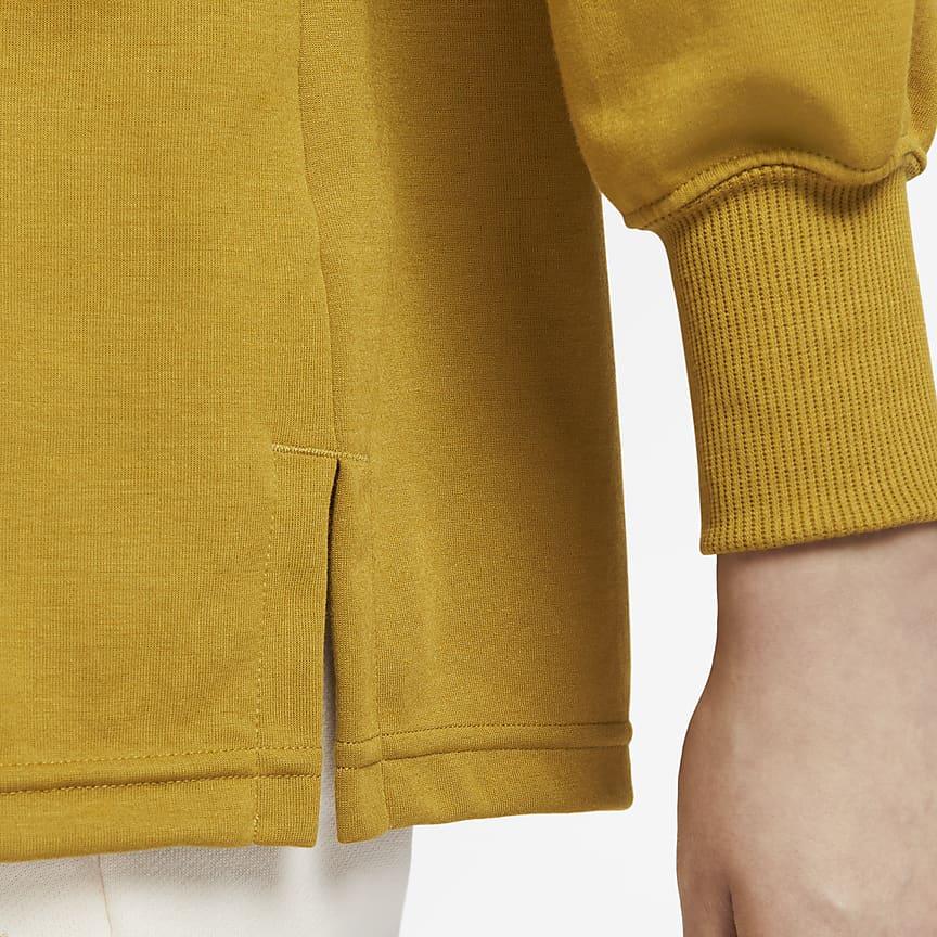 Nike Sportswear Essential Color Block Polo Casual Loose Long Sleeve T-Shirt Women Tops Bronze FB8721-716