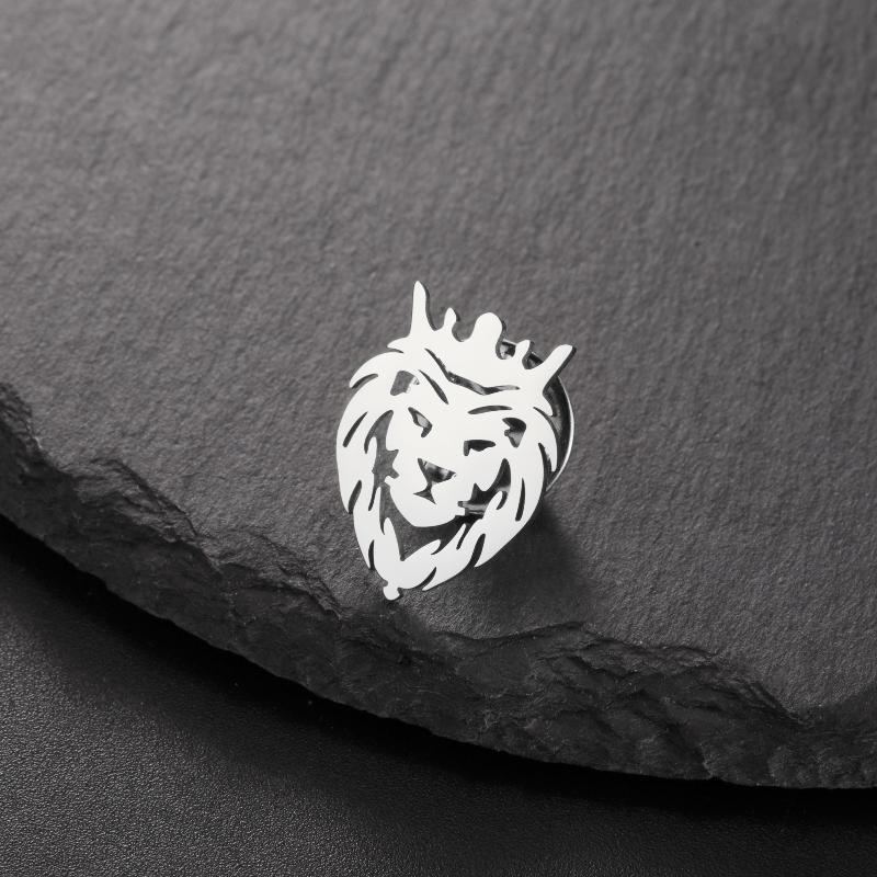 

Animal Crown Lion Lapel Pins Brooch For Men Women Stainless Steel Suit Collar Badges Jewelry New Trendy Gift белый