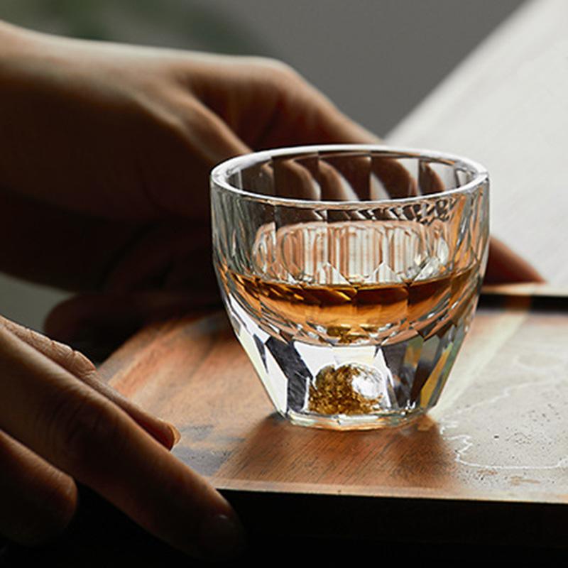 50ml Luxury Gold Foil Wine Glass Creative Gifts Diamond Painting Whiskey Cup Brandy Vodka Drinkware Glass Transparent Shot Glass