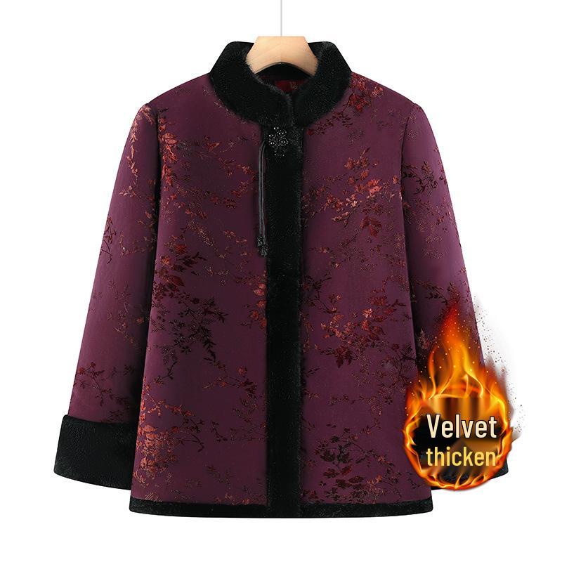 

Women s Plus Velvet Winter Jacket for Middle-aged & Elderly - Warm Cotton Padded Outerwear 4XL (for 67.5-75 kg)
