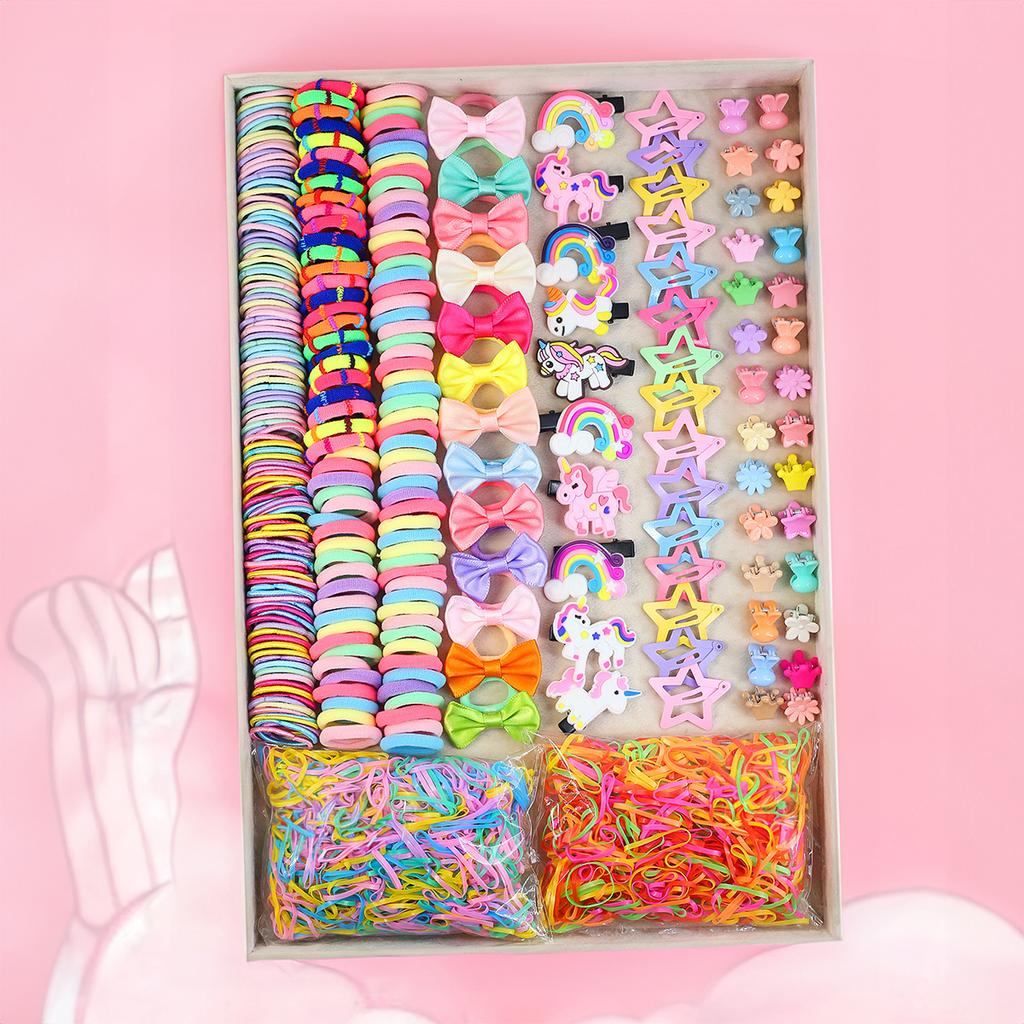 780-1800Pcs Girls Colorful Hair Bands Set Nylon Elastic Rubber Band Satin Children Ponytail Holder Kids Styling Tools