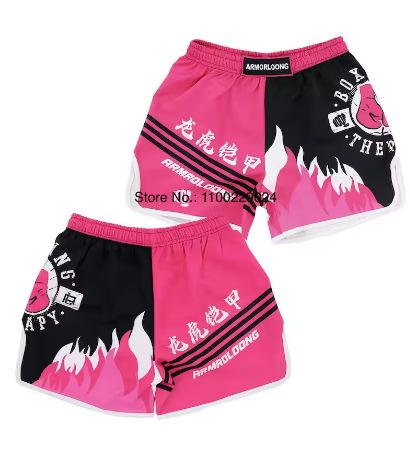 Muay Thai T-shirt set men's and women's pink and green MMA comfortable and breathable