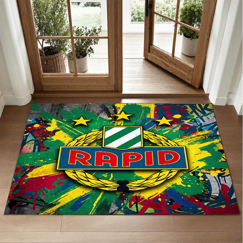 Rapid Wien FC Design Crystal Velvet Rug Soft Decorative Mat for Bedroom Entrance