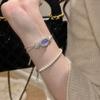 Haute Couture Natural Purple Chalcedony Bracelet Women'S Handmade Inlaid Ice Transparent Violet Egg Surface Bracelet Temperament