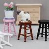 Realistic Wood Stool Zakka Realistic Pretend Play for Role Display Round Top Stool Model Vintage Stool 1:12 Doll House