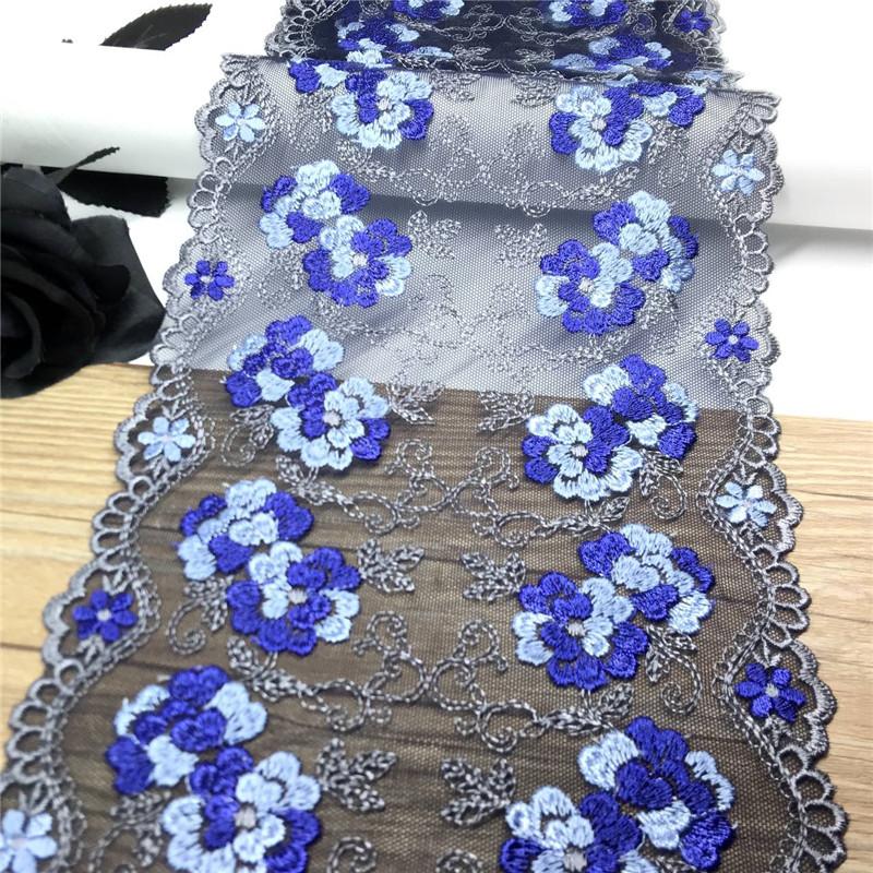 1m x 17cm Floral Embroidery Net Lace Fabric for Lingerie, Bra, Underwear, Dress, Garment, Home Decro and DIY Sewing