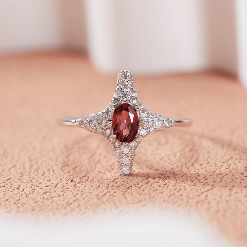 Womens Natural Amethyst Citrine Ring Inlaid Star Jewelry