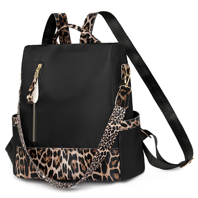 Women's Leopard Print Backpack Anti-Theft Travel Backpack Student Schoolbag