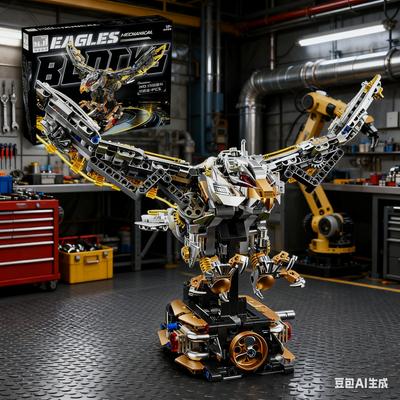 1168PCS Mechanical Eagle Building Block Joints Movable Animal Bricks With Light Desktop Ornaments Kids DIY Toys Holiday Gifts