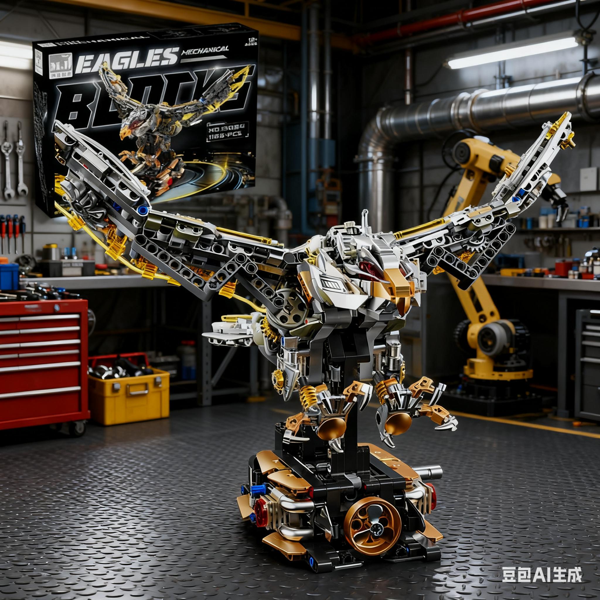 Bai Fen Bai Dolls And Toys Unisex Kids Light 1168Pcs Mechanical Eagle Building Block Joints Movable Animal Bricks With Desktop Ornaments Kids Diy Toys Holiday Gifts
