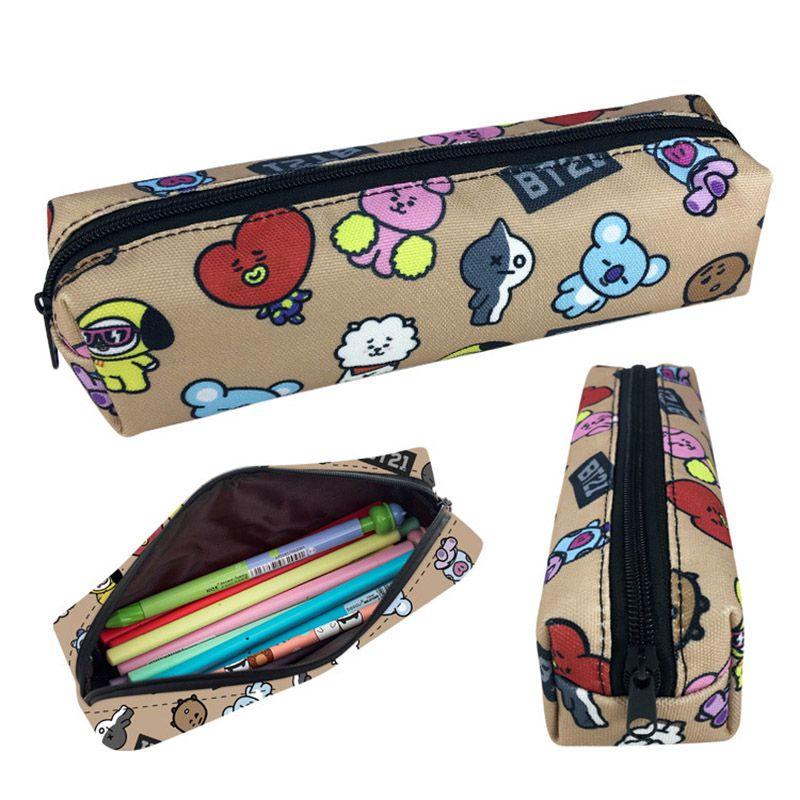 Bts Bt21 Malowanie Płótno Piórnik Portmonetka Saszetka na Makijaż Przenośna Torba na Długopisy