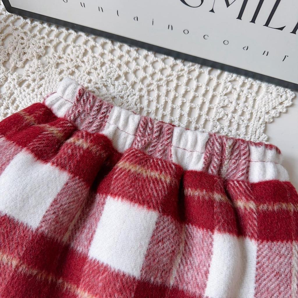 Girls' Winter Chinese Style Frayed Edge Coat & Skirt Two-Piece Set