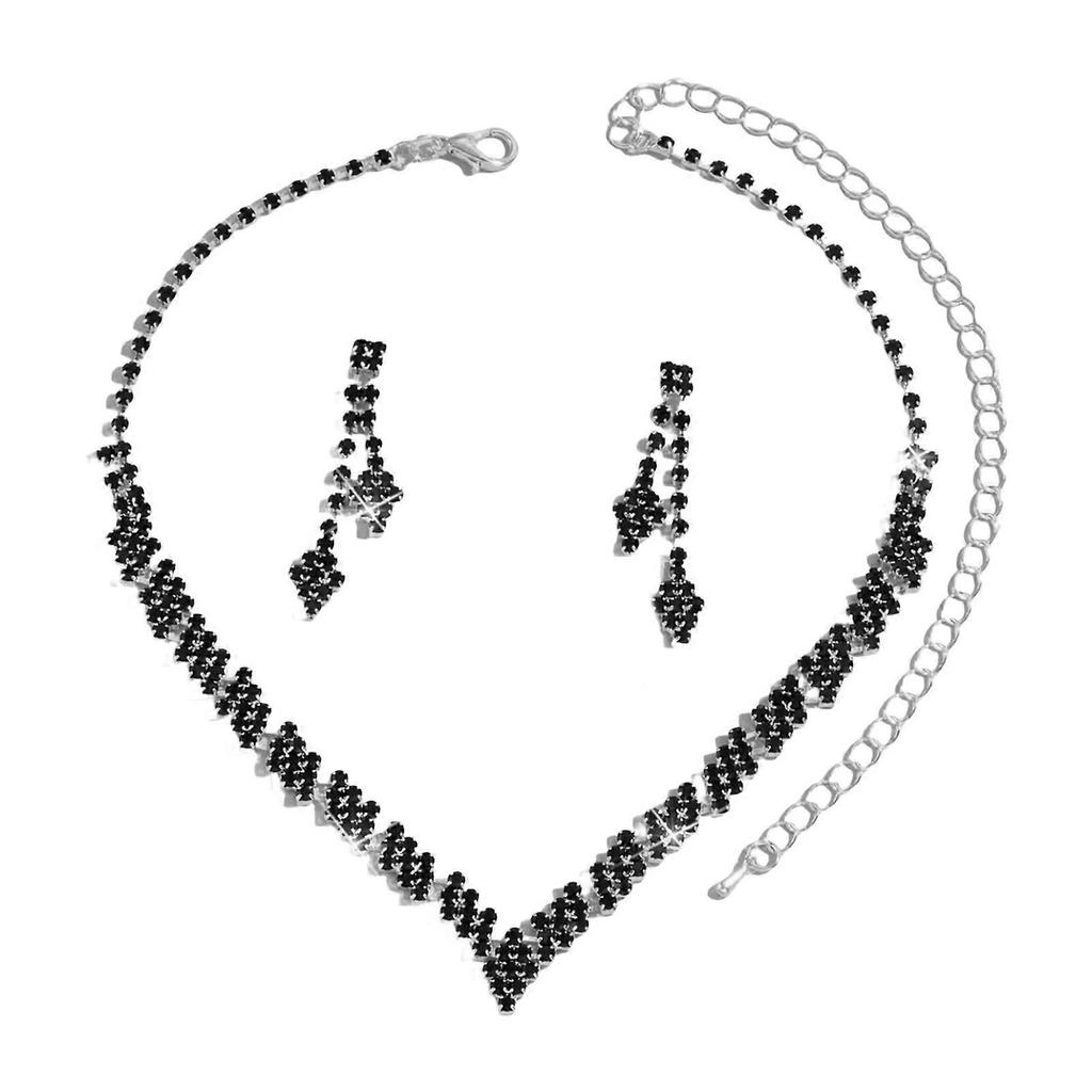 Sophisticated Rhinestones Bridal Accessory Set Stylish Necklace and Earring Ornament Sparkling Crystal Bride Jewelry