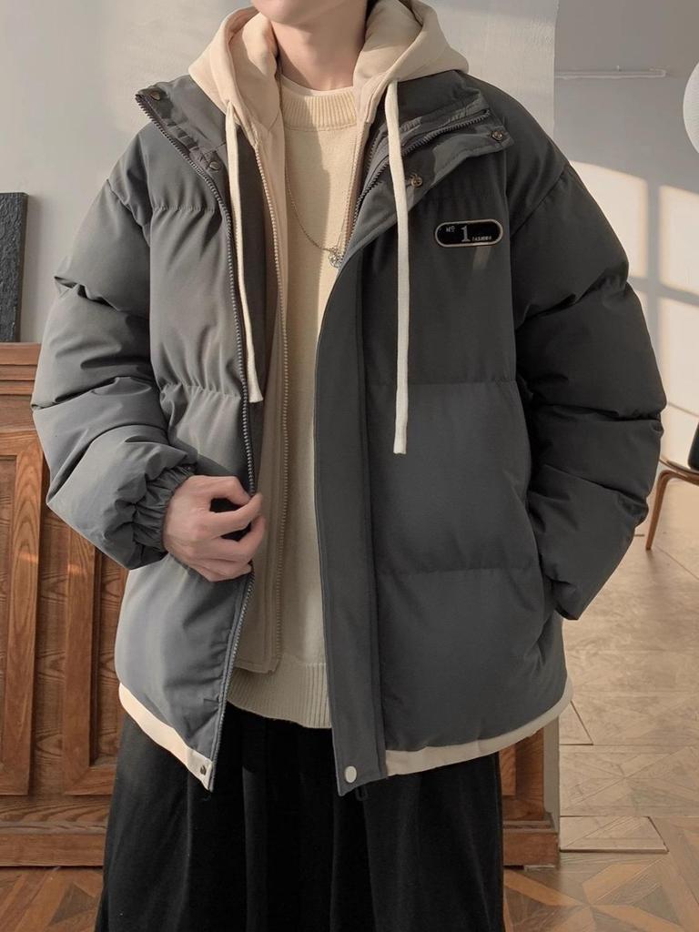 Boys' Winter Cotton Set: Faux Two-Piece Jacket & Warm Coat