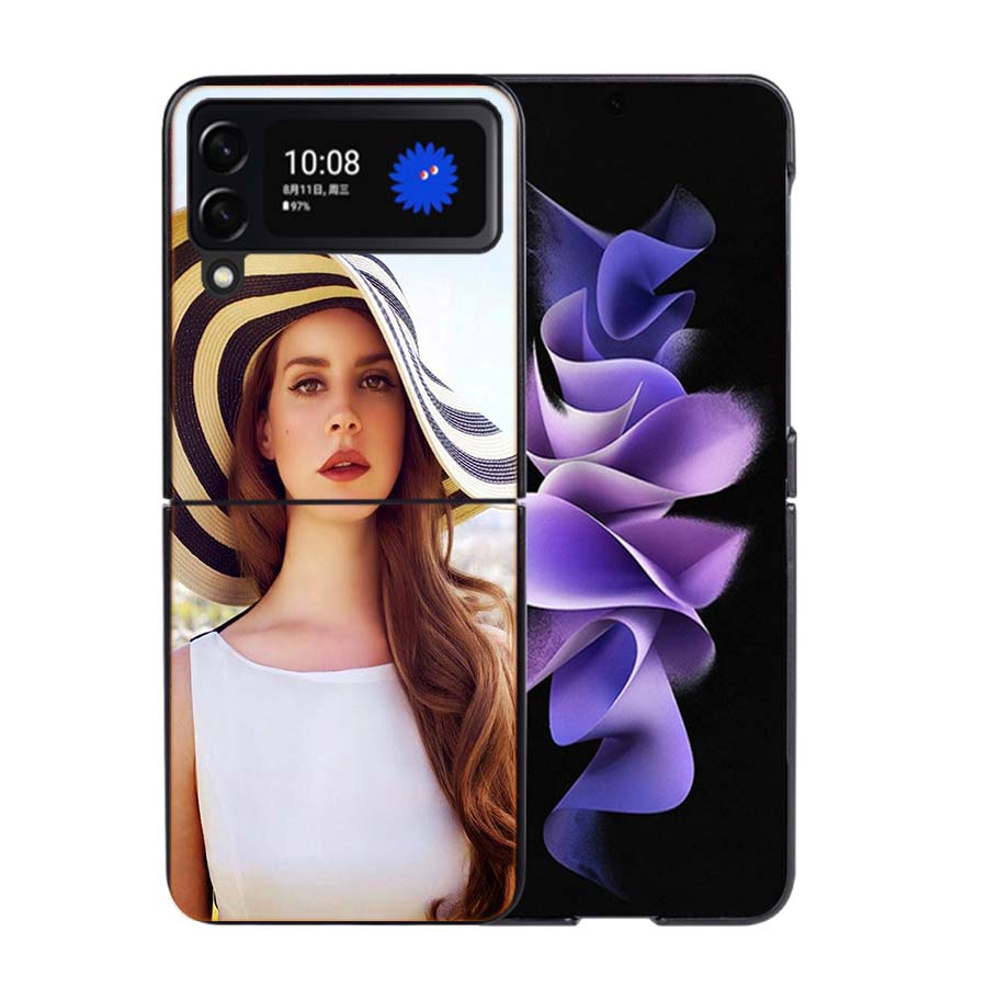 Singer Lana D-Del Rey Phone Case For Samsung Z Flip 7 6 5G Galaxy Z Flip4 Z Flip5 Z Flip3 Coque Black Hard PC Shell Protective C