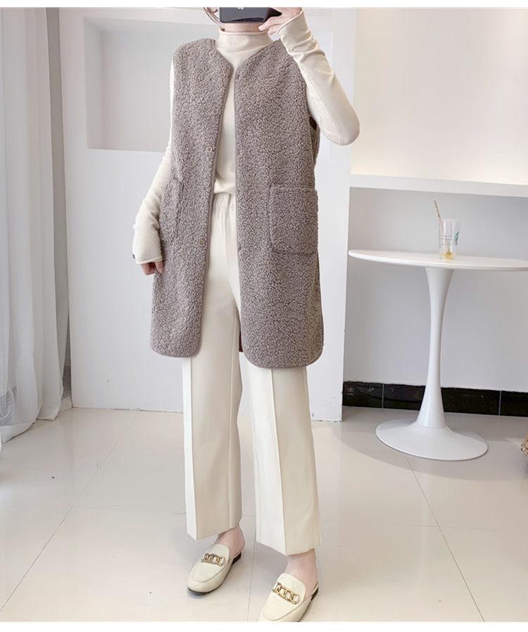 Women's Mid-Length Faux Lamb Wool Vest - Autumn/Winter Fashion Versatile Coat