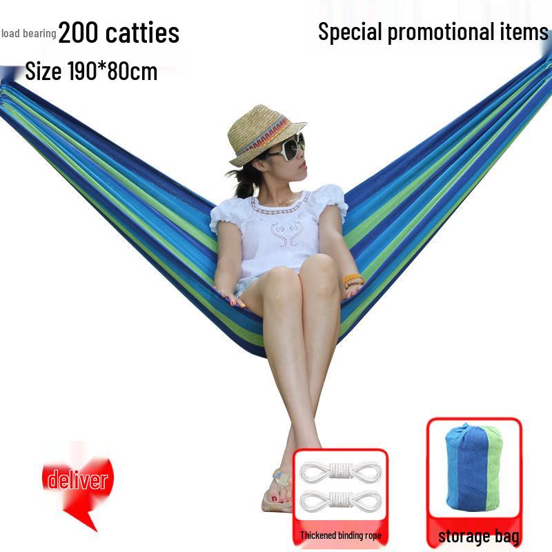 Anti-Rollover Outdoor Canvas Hammock for Adults - Single/Double Sizes