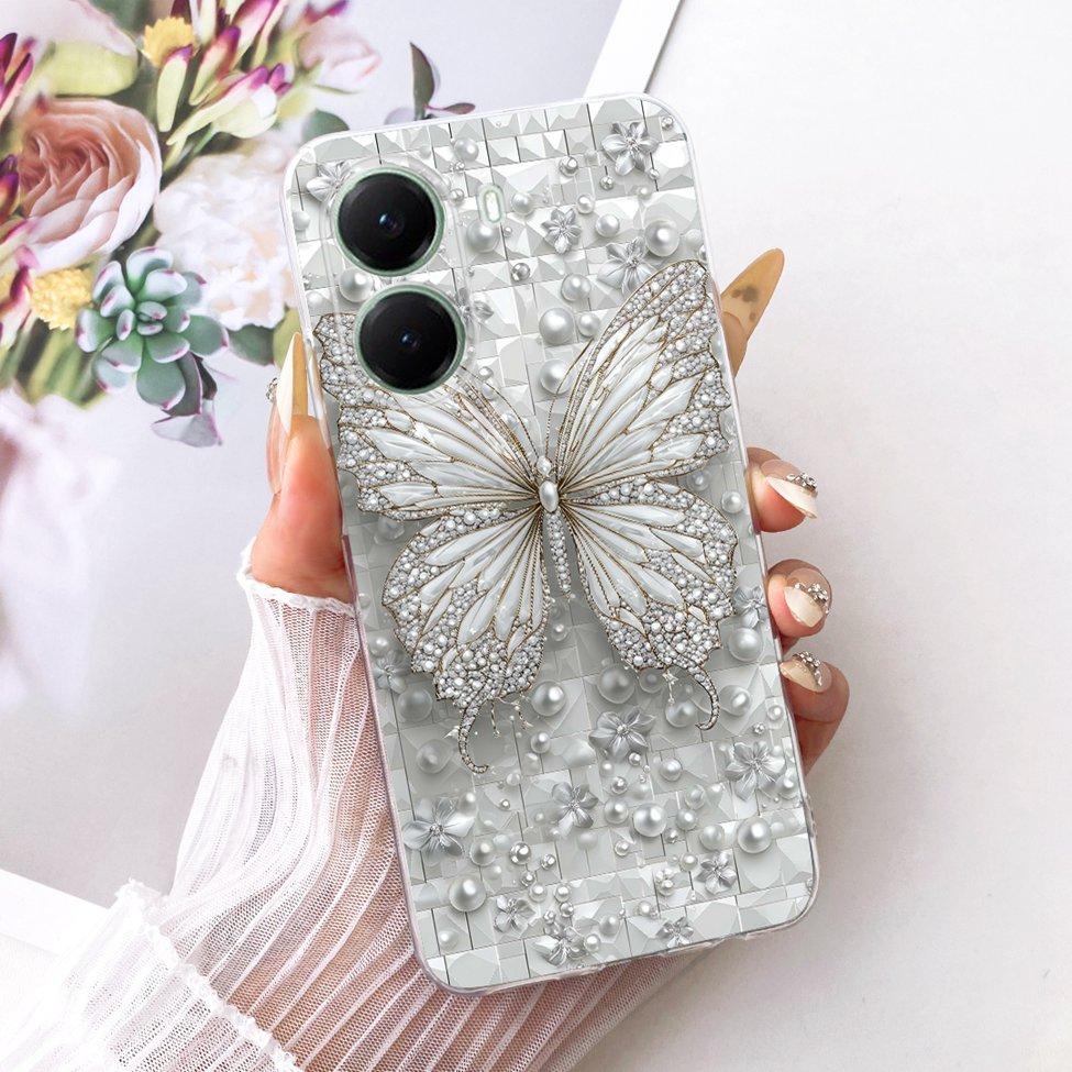 Clear For Xiaomi Poco X7 Pro Case Cover Cute Cat Fashion Butterfly Funny Painted Casing For Poco X7Pro 2412DPC0AI 2412DPC0AG
