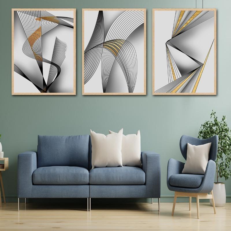 Modernes Abstraktes Linien Geometrisches Streamer Leinwandgemälde Wandkunst Drucke Poster für Wohnzimmer Dekor Kein Rahmen